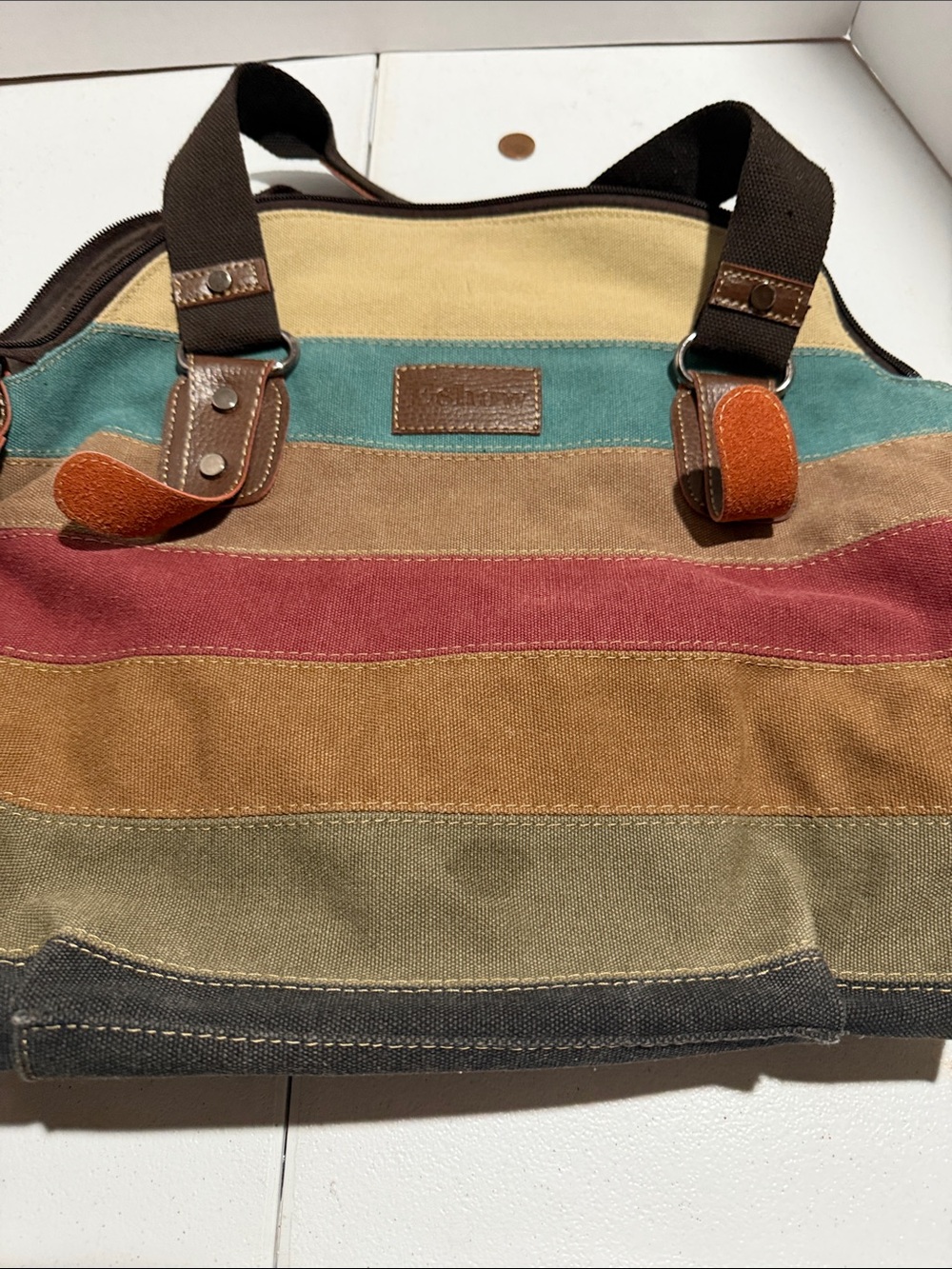 Striped Canvas Tote Bag in Multi Colors